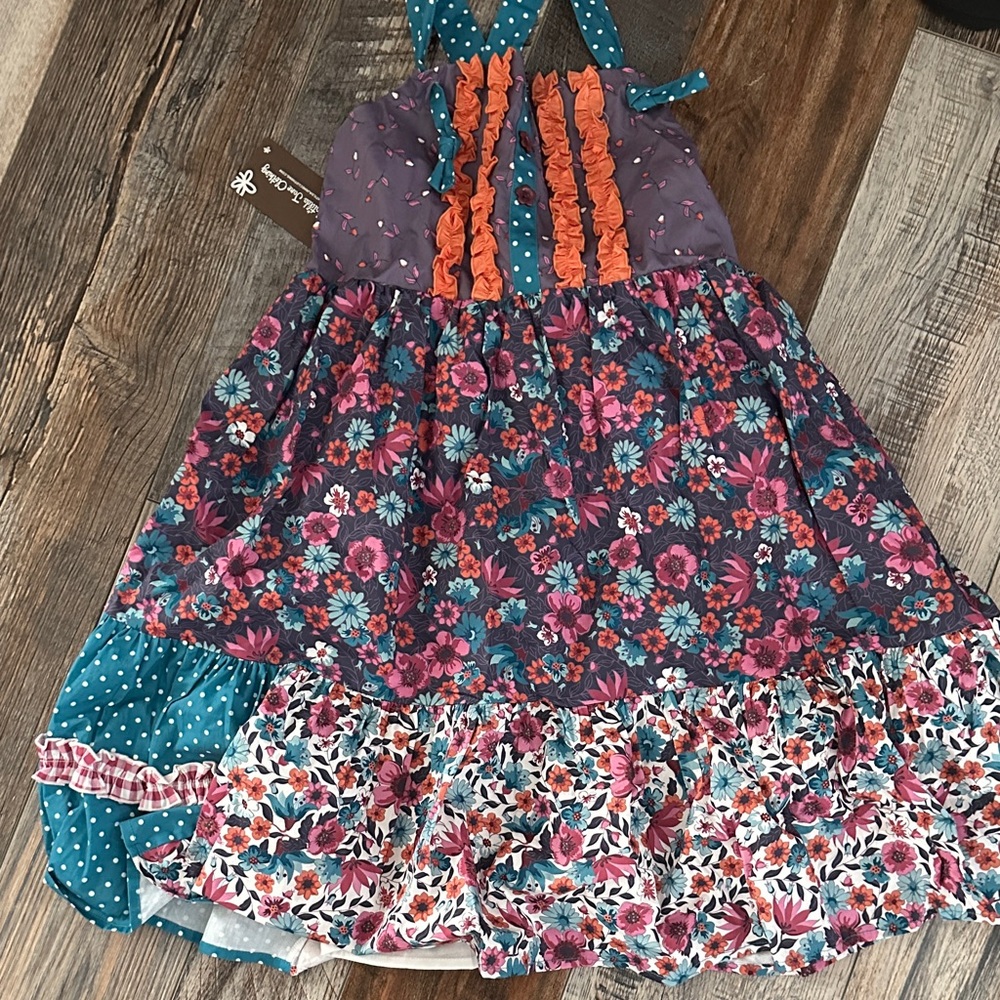 Cheeky Plum Floral and Polka Dot Ruffle Dress